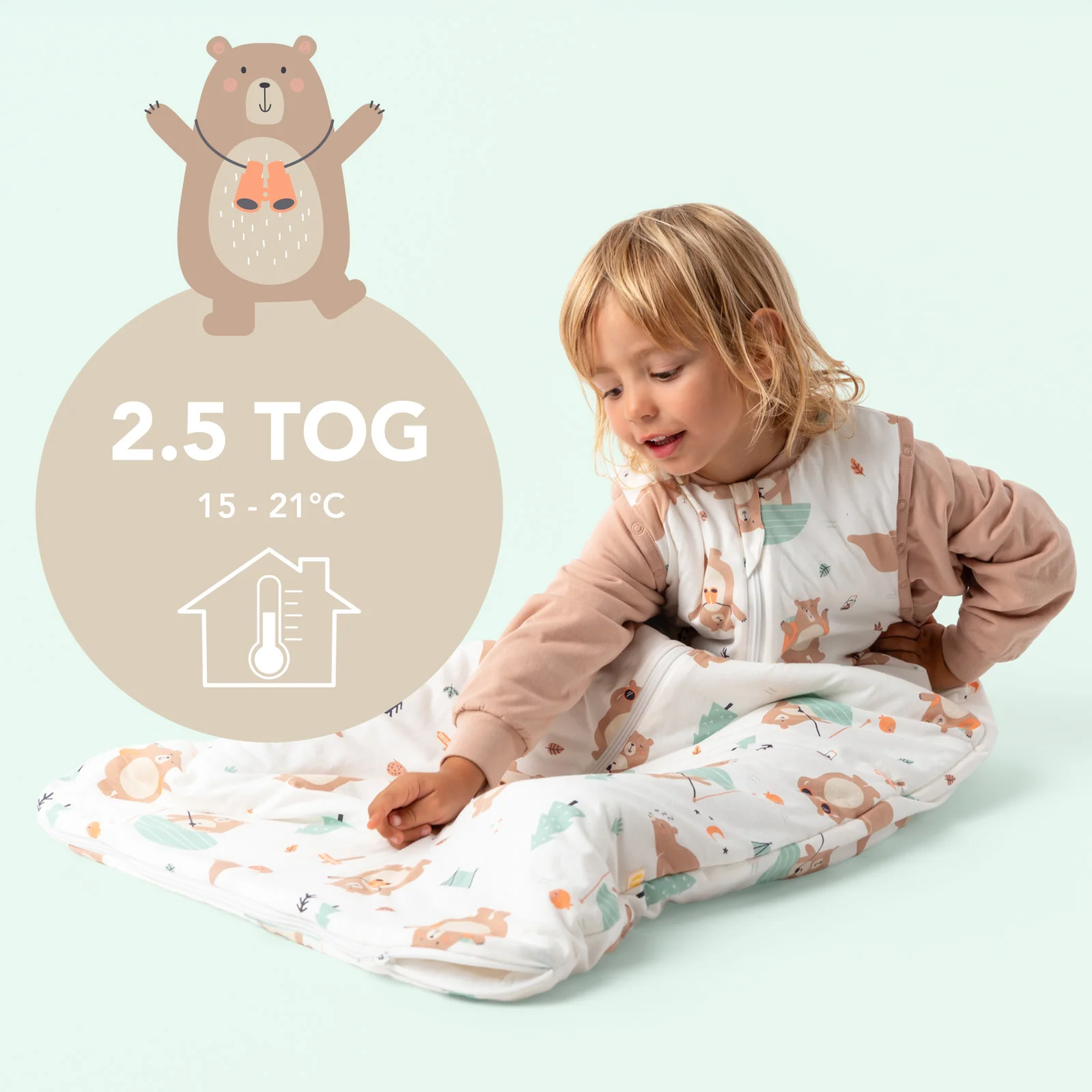 Medvedíky CELOROČNÝ spací vak odopínateľnými rukávmi 3-6rokov, 130cm | Slumbersac
