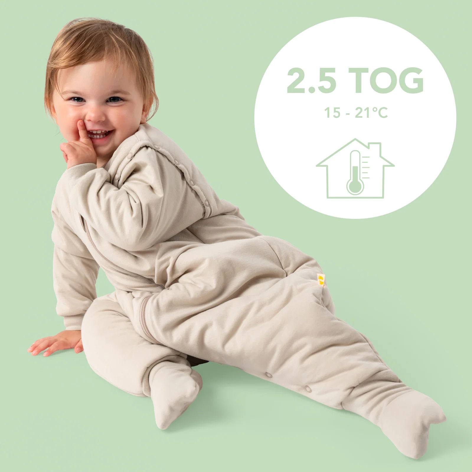 Sivohnedý CELOROČNÝ PROTISKLZOVÝ spací vak s odopínateľnými rukávmi, 80cm | Slumbersac