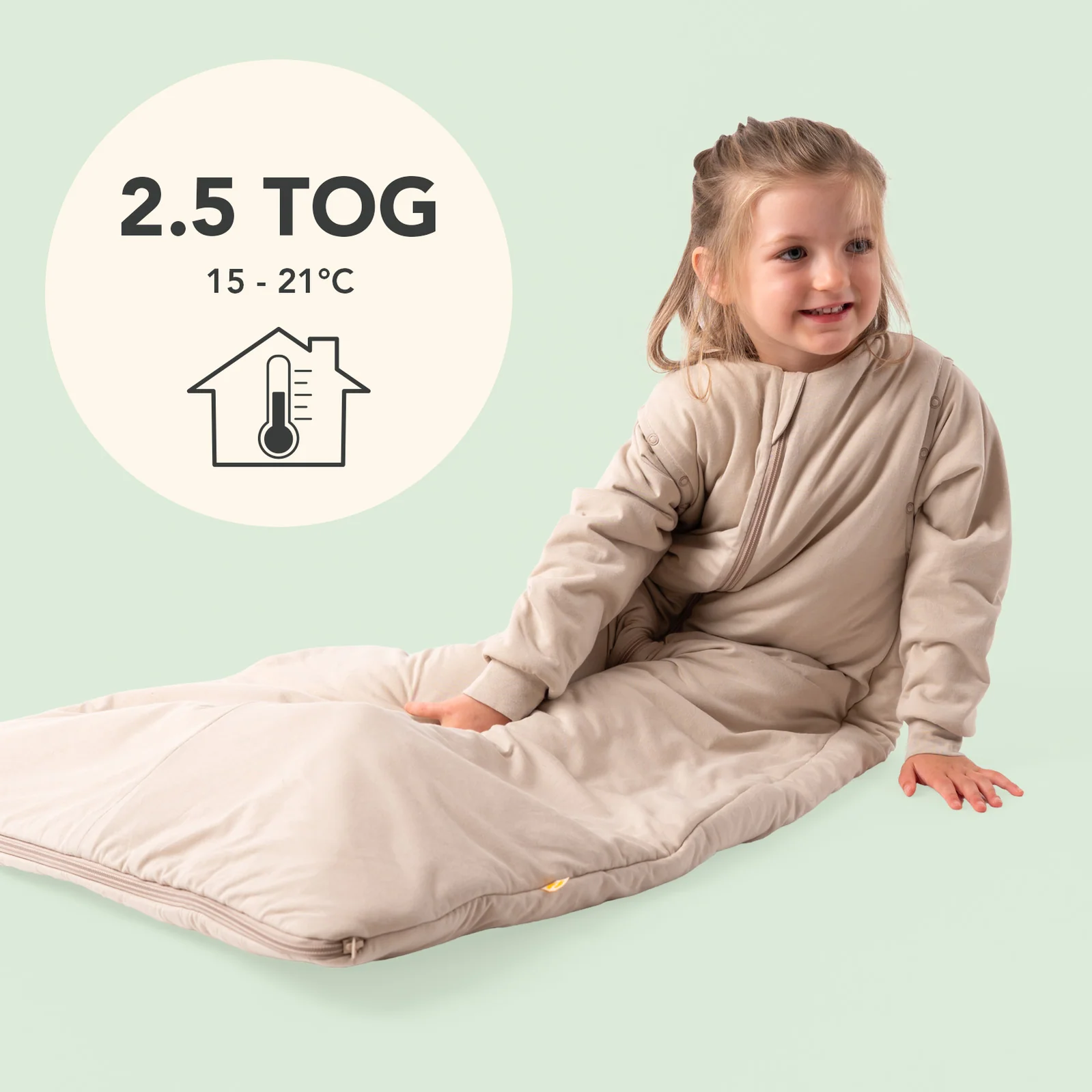 Sivohnedý CELOROČNÝ spací vak s odopínateľnými rukávmi 6-18 mesiacov, 90cm | Slumbersac