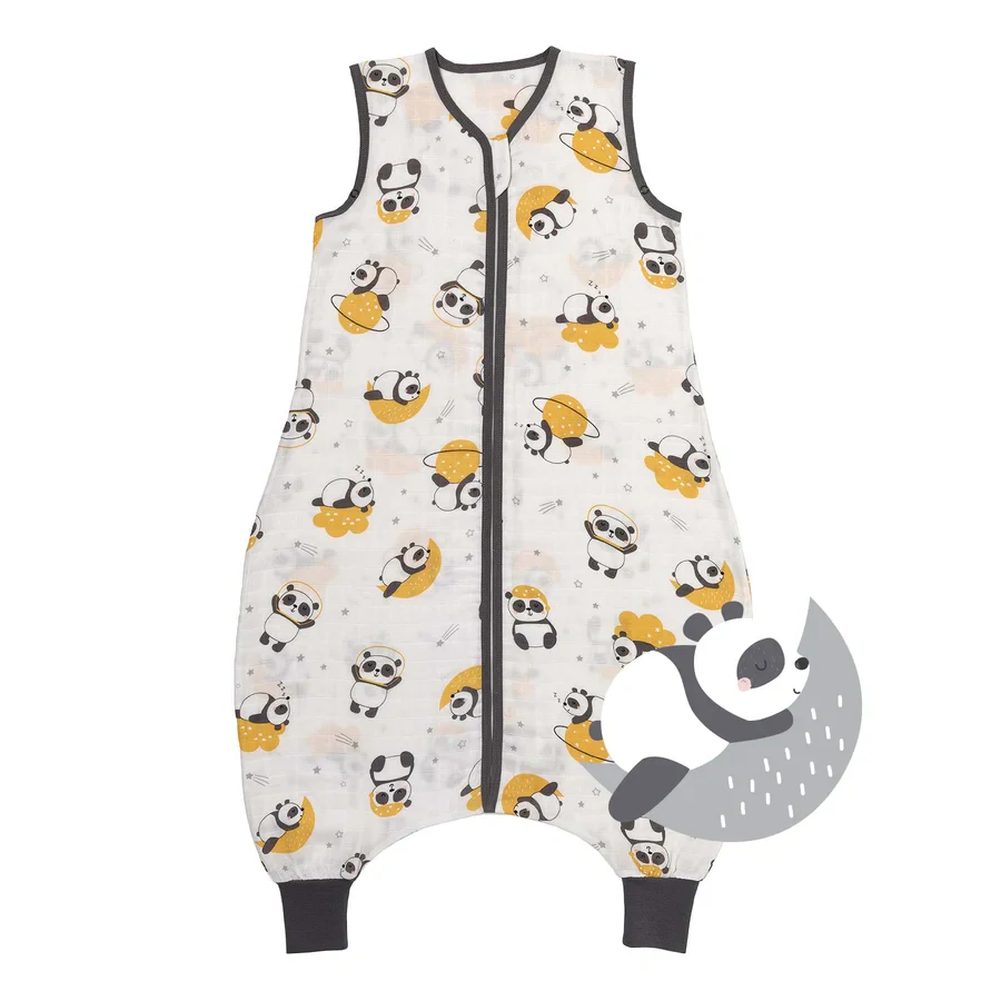 Panda MUŠELÍNOVÝ 0.5Tog EXTRA TENKÝ LETNÝ spací vak s nohavičkami 90cm