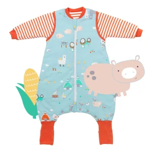 ORGANICKÁ BAVLNA - Červený ZIMNÝ PROTISKLZOVÝ spací vak s odopínateľnými rukávmi „DUPAČKY“, 70cm