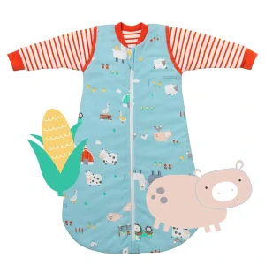 ORGANICKÁ BAVLNA - Červený NOVORODENECKÝ CELOROČNÝ spací vak s odopínateľnými rukávmi 0-3 mesiace, 56cm