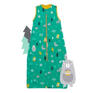 ORGANICKÁ BAVLNA - Zelený LETNÝ spací vak 3-6 rokov, 130cm