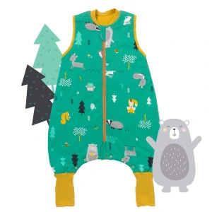 ORGANICKÁ BAVLNA - Zelený LETNÝ PROTISKLZOVÝ spací vak „DUPAČKY“ 70cm