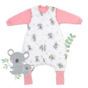 CELOROČNÝ PROTISKLZOVÝ spací vak s odopínateľnými rukávmi „DUPAČKY“  100% BAVLNA Koala 70cm