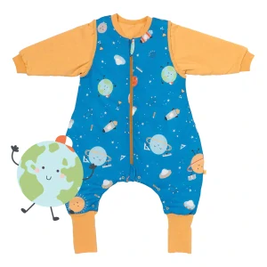 CELOROČNÝ PROTISKLZOVÝ spací vak s odopínateľnými rukávmi „DUPAČKY“  100% BAVLNA Vesmír 70cm