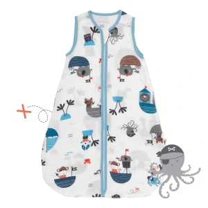 Piráti MUŠELÍNOVÝ EXTRA TENKÝ LETNÝ spací vak 6-18 mesiacov, 90cm