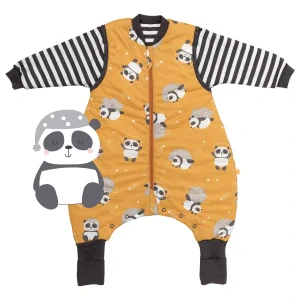 ZIMNÝ PROTISKLZOVÝ spací vak s odopínateľnými rukávmi „DUPAČKY“ , 100% BAVLNA Panda 80cm