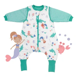 CELOROČNÝ PROTISKLZOVÝ spací vak s odopínateľnými rukávmi „DUPAČKY“  100% BAVLNA Morská víla 70cm