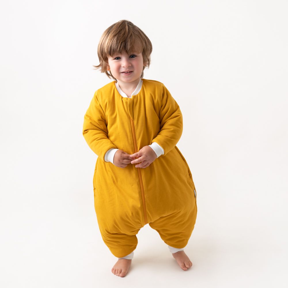 ZIMNÝ spací vak s rukávy a voľnými nohami „DUPAČKY“ , 100% BAVLNA Žľtý 100cm