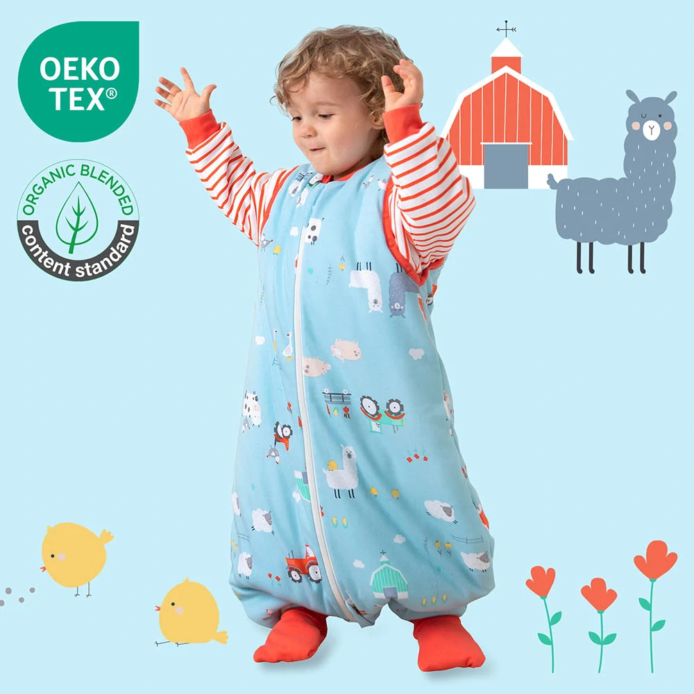 ORGANICKÁ BAVLNA - Červený ZIMNÝ PROTISKLZOVÝ spací vak s odopínateľnými rukávmi a s voľnými nohami „DUPAČKY“, 90cm