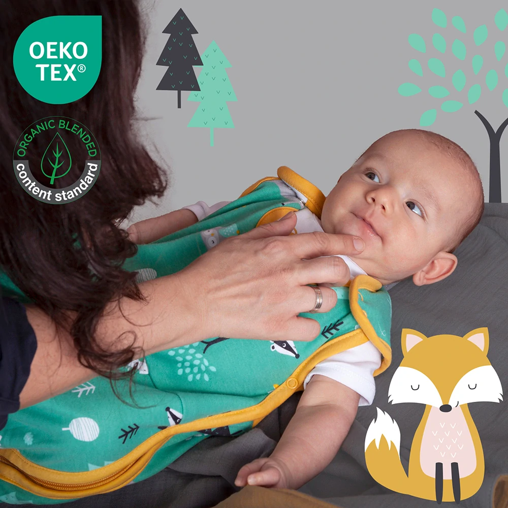 ORGANICKÁ BAVLNA – Zelený LETNÝ spací vak 0-6 mesiacov, 70cm