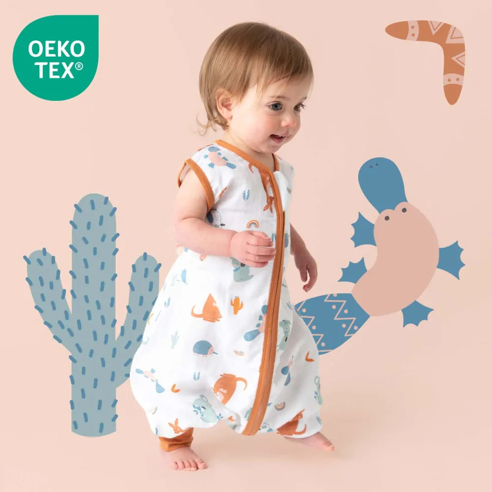 Hlavou dole MUŠELÍNOVÝ 0.5Tog EXTRA TENKÝ LETNÝ spací vak s nohavičkami 80cm