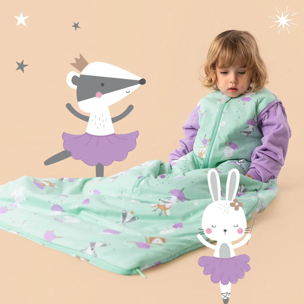 Balerína CELOROČNÝ spací vak odopínateľnými rukávmi 12-36 mesiacov, 110cm