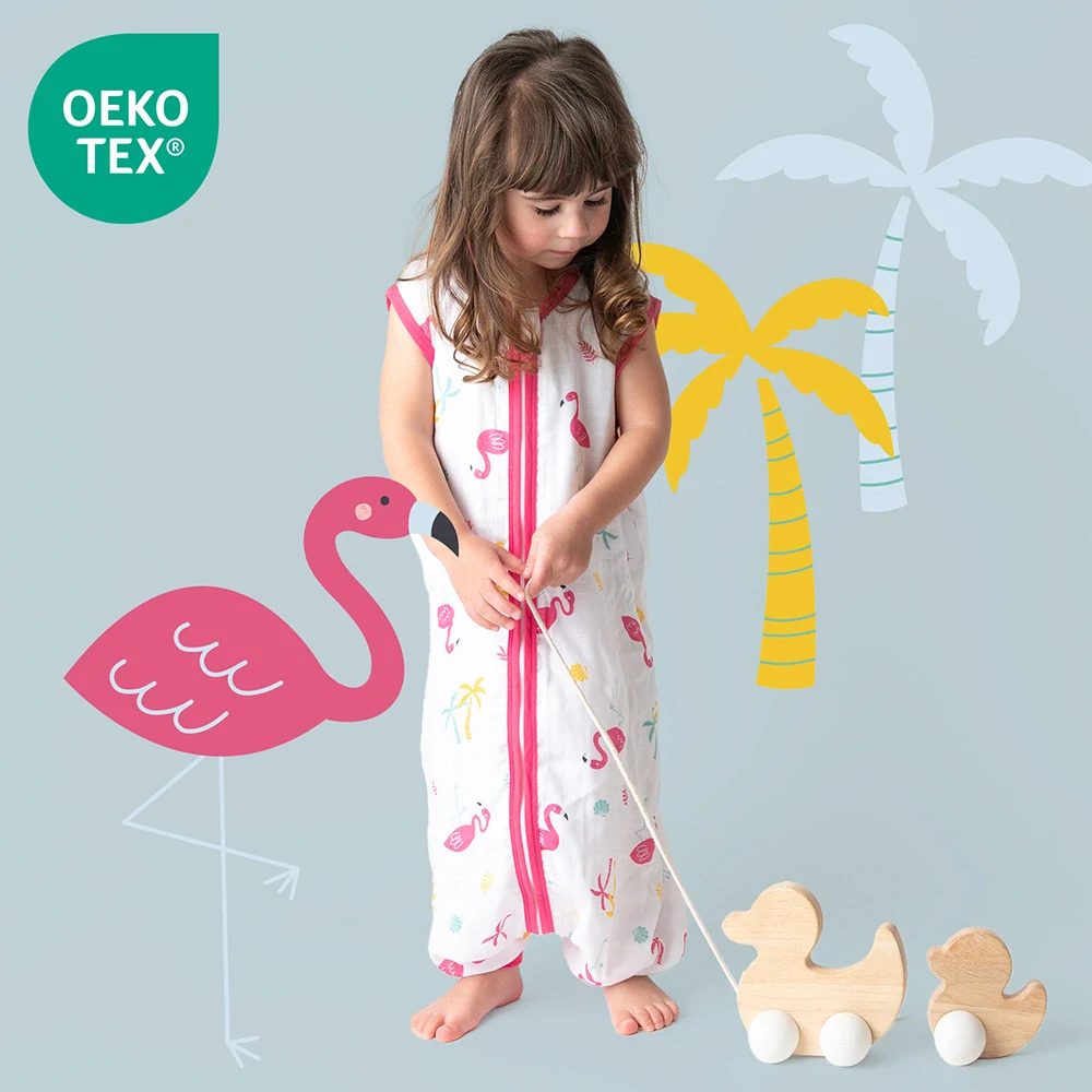 Plameniaky MUŠELÍNOVÝ 0.5Tog EXTRA TENKÝ LETNÝ spací vak s nohavičkami 90cm