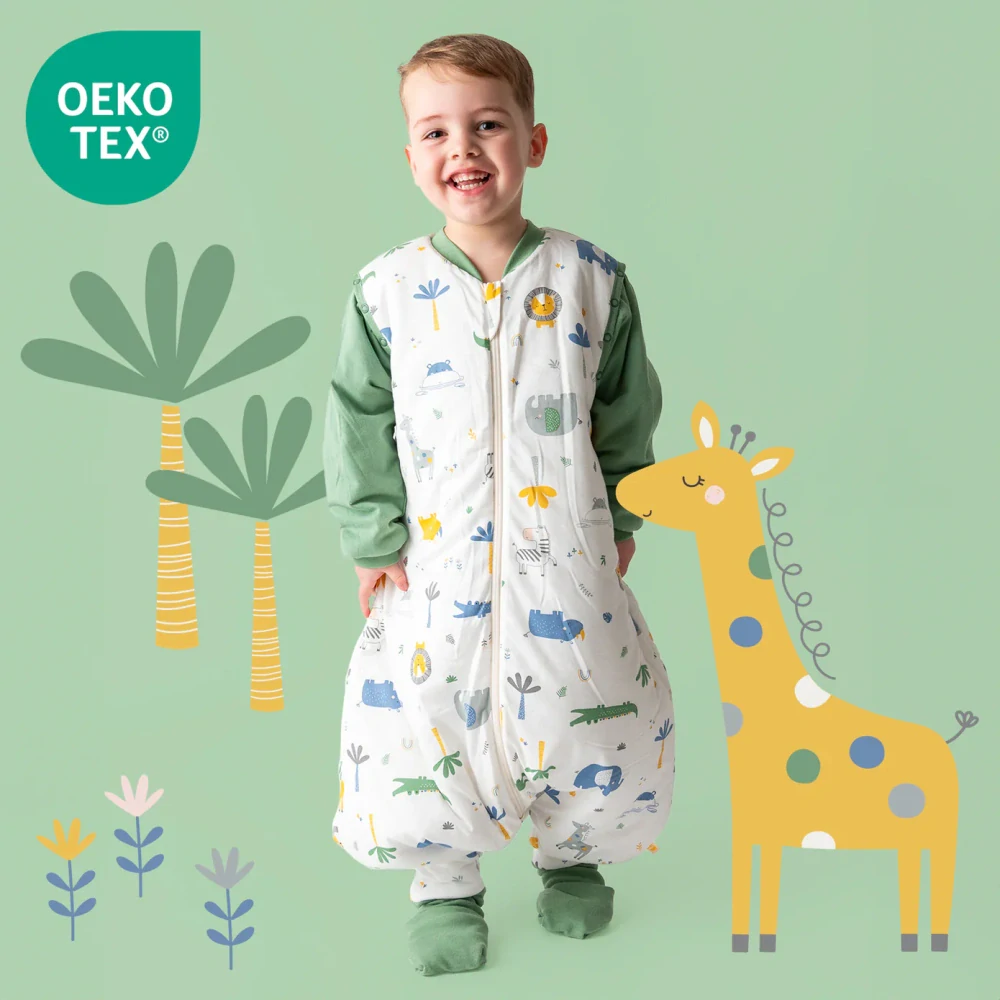 LETNÝ PROTISKLZOVÝ spací vak s odopínateľnými rukávmi  „DUPAČKY“ , 100% BAVLNA Džungle 80cm