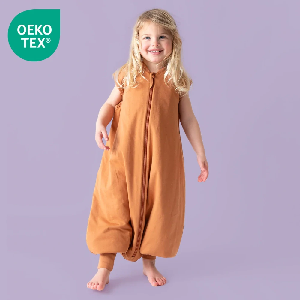  LETNÝ spací vak s voľnými nohami „DUPAČKY“  100% BAVLNA Karamel 130cm