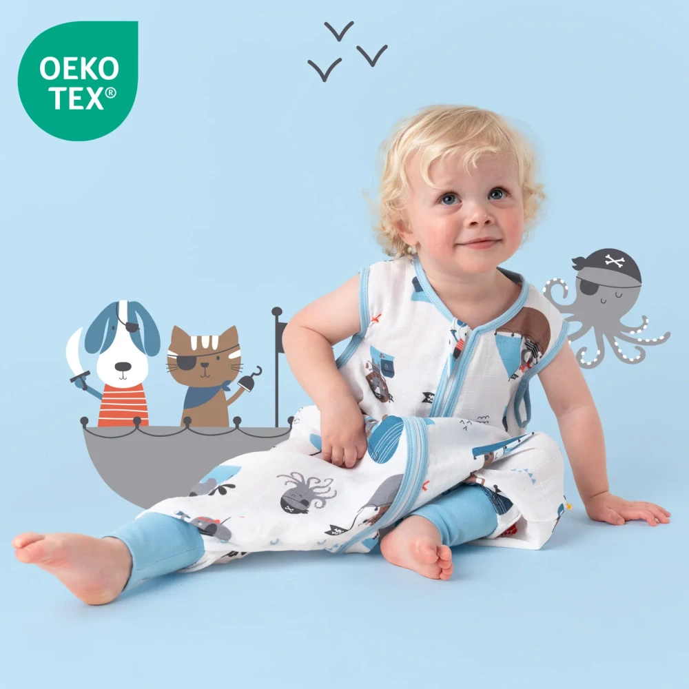 Piráti MUŠELÍNOVÝ 0.5Tog EXTRA TENKÝ LETNÝ spací vak s nohavičkami 110cm