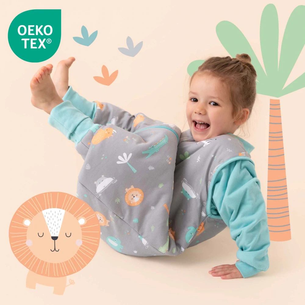  LETNÝ spací vak s voľnými nohami a a odopínateľnými rukávmi  „DUPAČKY“  100% BAVLNA Safari 140cm