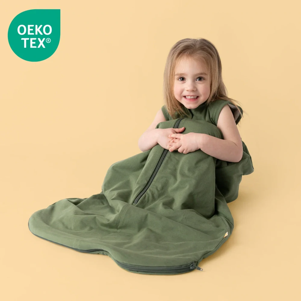 Olivový CELOROČNÝ spací vak 3-6 rokov, 130cm