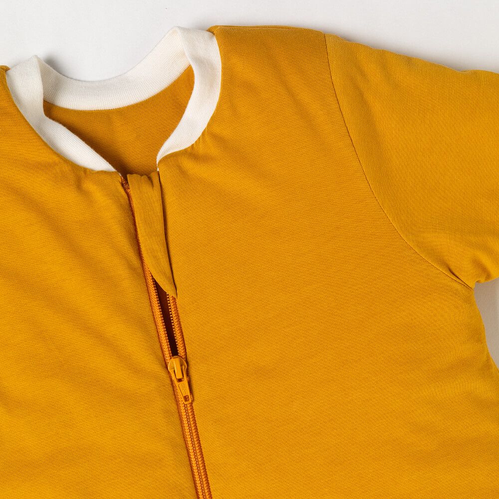 ZIMNÝ spací vak s rukávy a voľnými nohami „DUPAČKY“ , 100% BAVLNA Žľtý 100cm