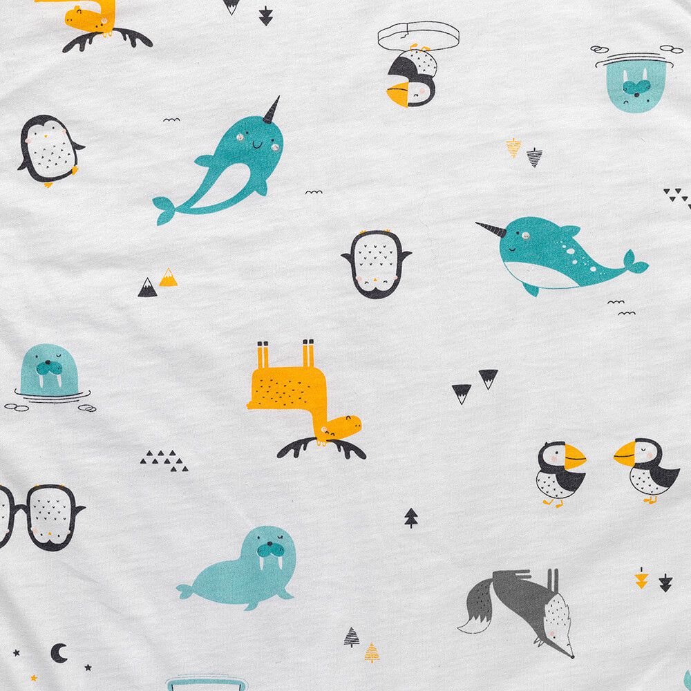 ORGANICKÁ BAVLNA - Modrý ZIMNÝ spací vak s rukávmi, 6-10  rokov, 150cm