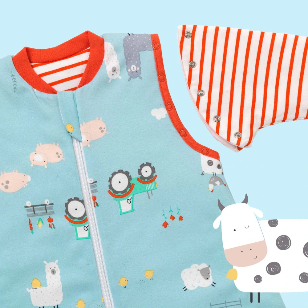 ORGANICKÁ BAVLNA - Červený NOVORODENECKÝ CELOROČNÝ spací vak s odopínateľnými rukávmi 0-3 mesiace, 56cm