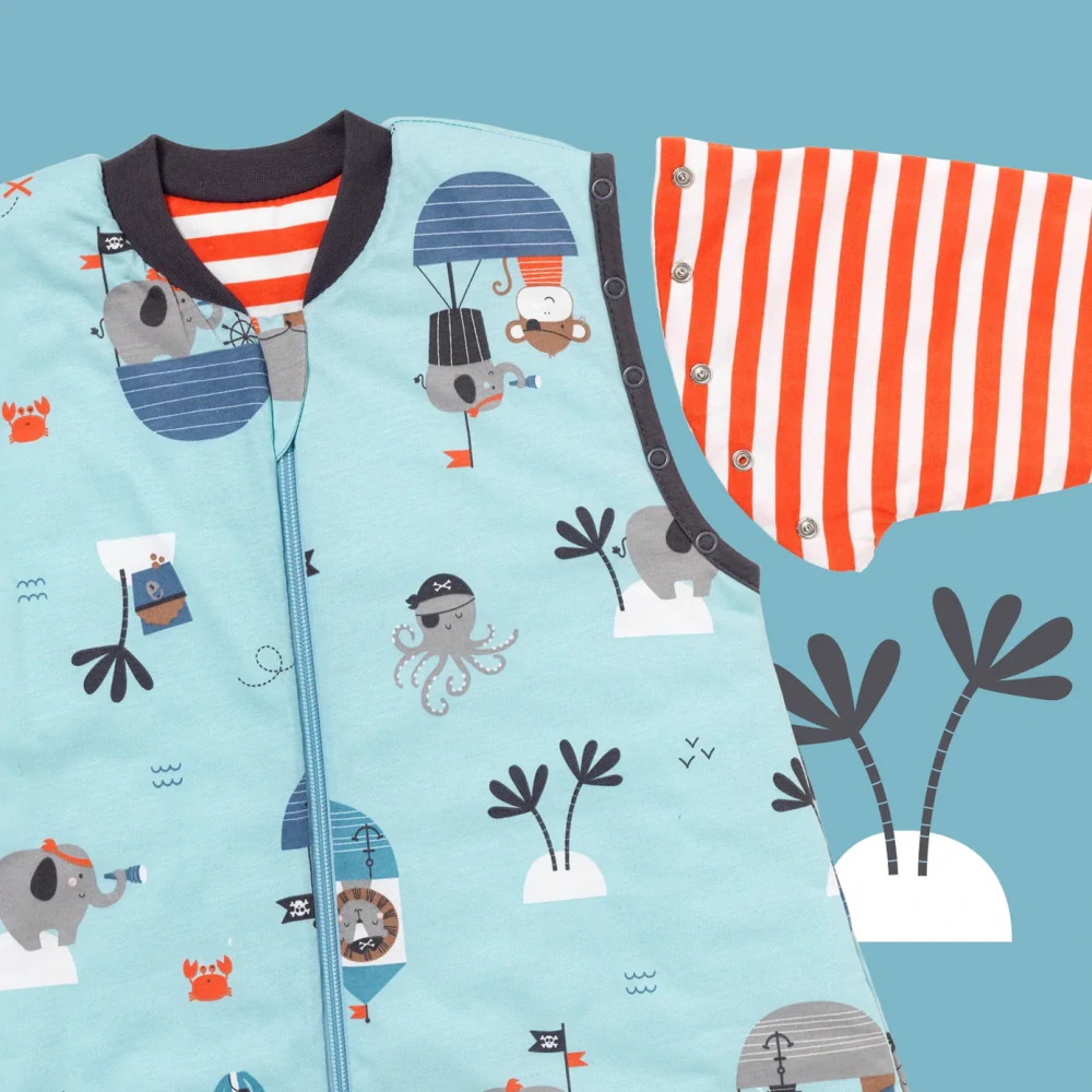 Piráti CELOROČNÝ spací vak odopínateľnými rukávmi 3-6rokov, 130cm