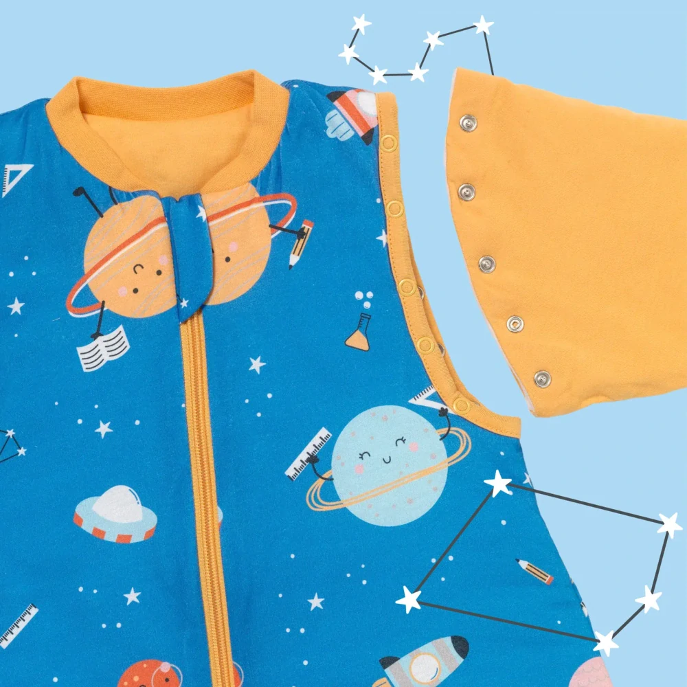 Vesmír LETNÝ spací vak s odopínateľnými rukávmi 6-18 mesiacov, 90cm 