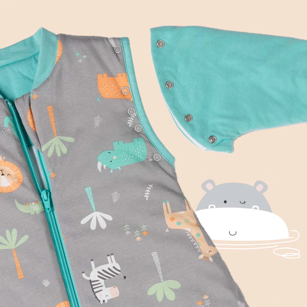 ZIMNÝ PROTISKLUZOVÝ spací vak s odopínateľnými rukávmi a s voľnými nohami „DUPAČKY“   Safari, 100% BAVLNA, 70cm