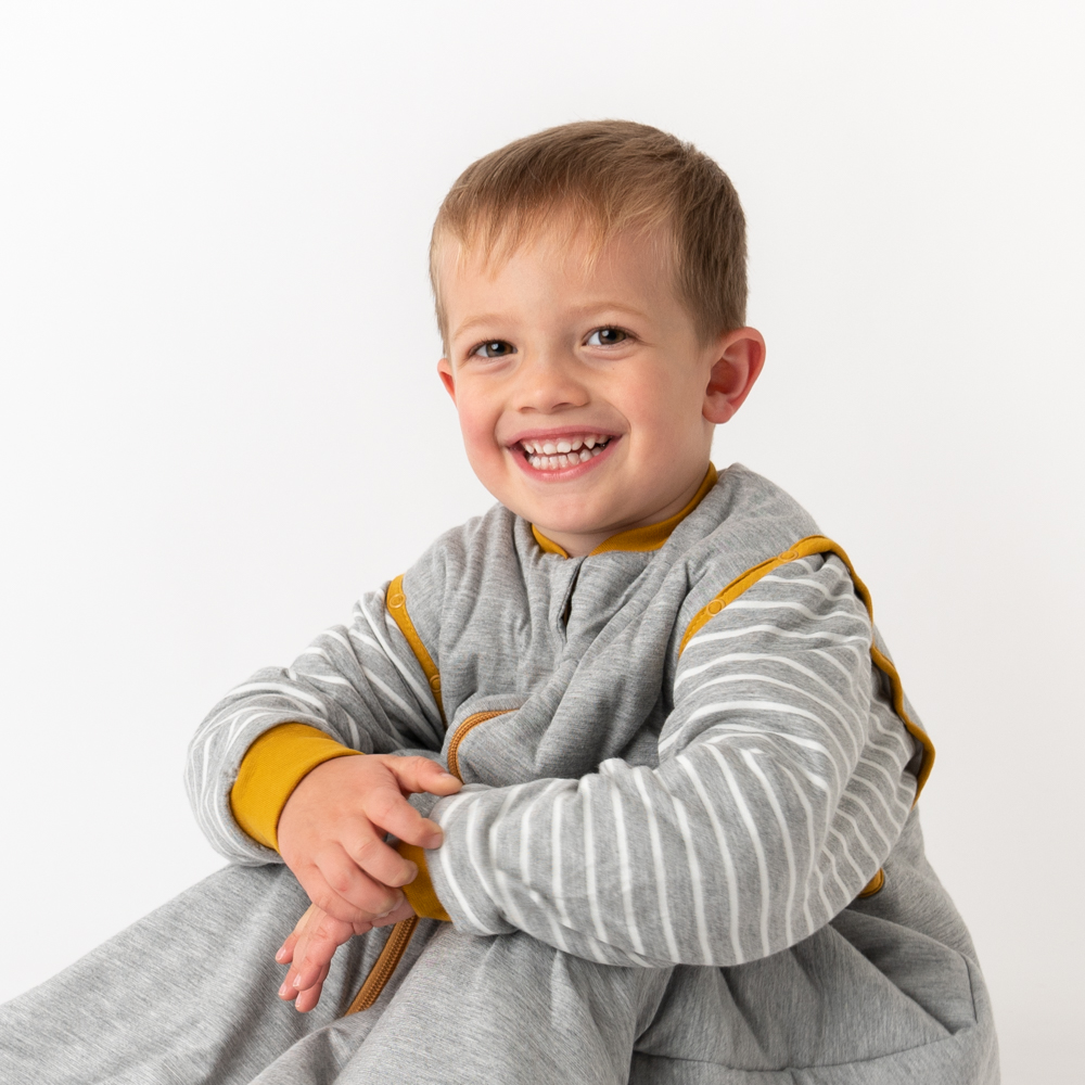 MODAL - ŠEDÝ CELOROČNÝ spací vak s odopínateľnými rukávmi, 12-36 mesiacov, 110cm