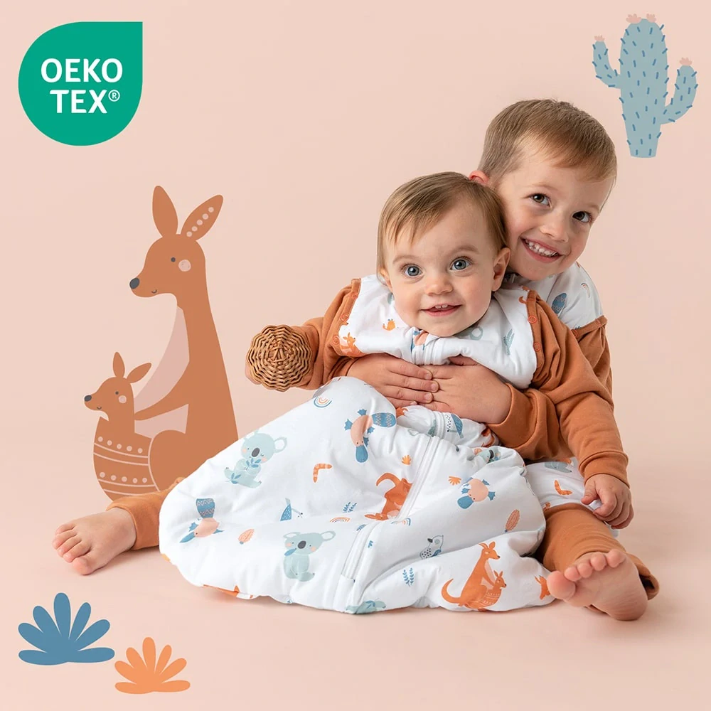 CELOROČNÝ PROTISKLZOVÝ spací vak s odopínateľnými rukávmi a s voľnými nohami „DUPAČKY“ Hlavou dole 100% BAVLNA, 110cm