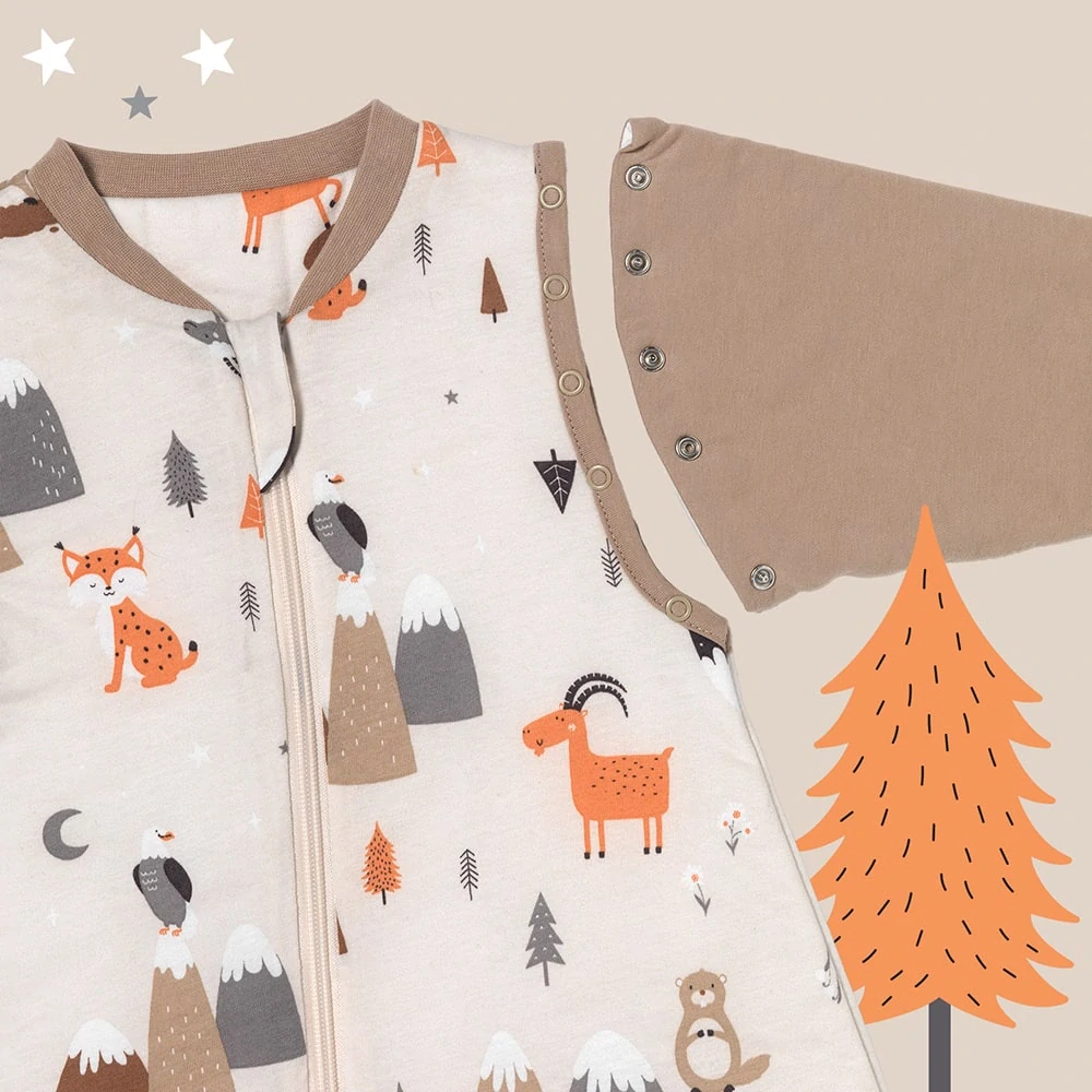 LETNÝ PROTISKLZOVÝ spací vak s voľnými nohami a odopínateľnými rukávmi „DUPAČKY“ , 100% BAVLNA Hory 100cm