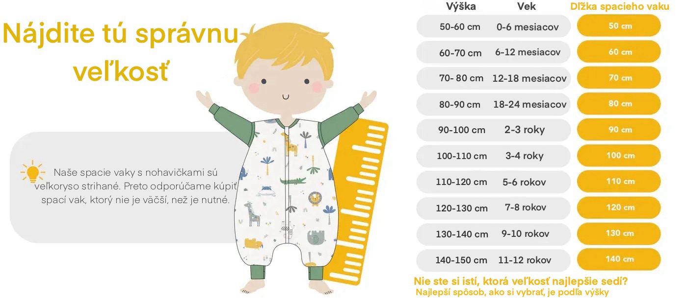 Safari CELOROČNÝ PROTISKLZOVÝ spací vak s nohavičkami 100cm | Slumbersac